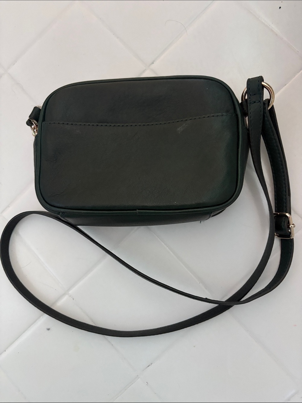 Mark & Graham dark green Leather Crossbody Bag with Gold Hardware